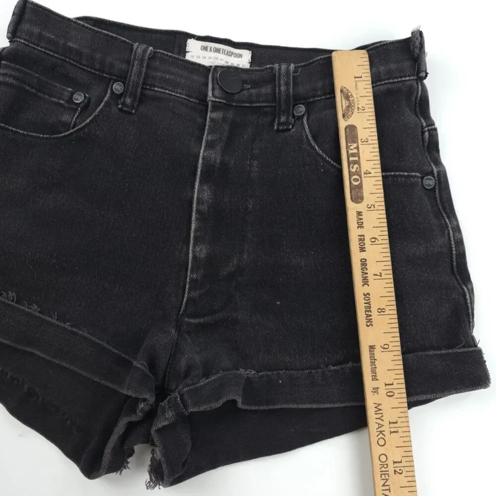 ONE TEASPOON Harlets High Rise Twisted Cuff Hem Shorts Beachy Boho VSCO Grunge